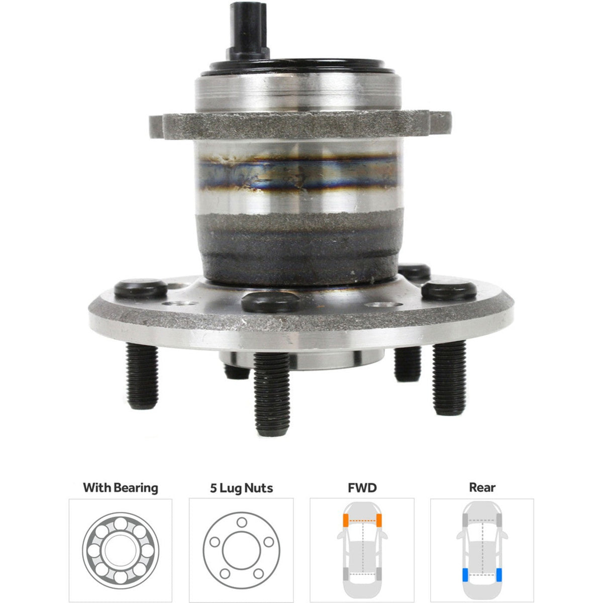 Front & Rear 5 Lug Wheel Hubs for 2002-2003 Toyota Camry with Sensor