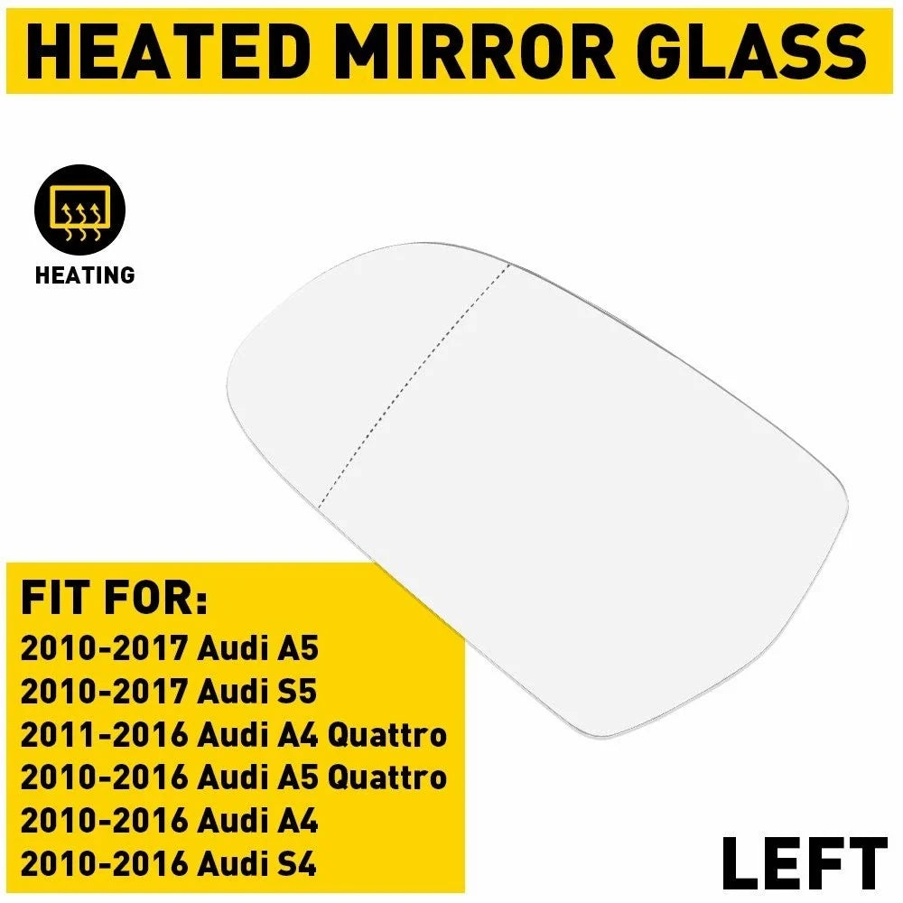 Heated Mirror Glass w/ Backing Driver Side Left LH for Audi A5 Quattro S4 (2008–2017)