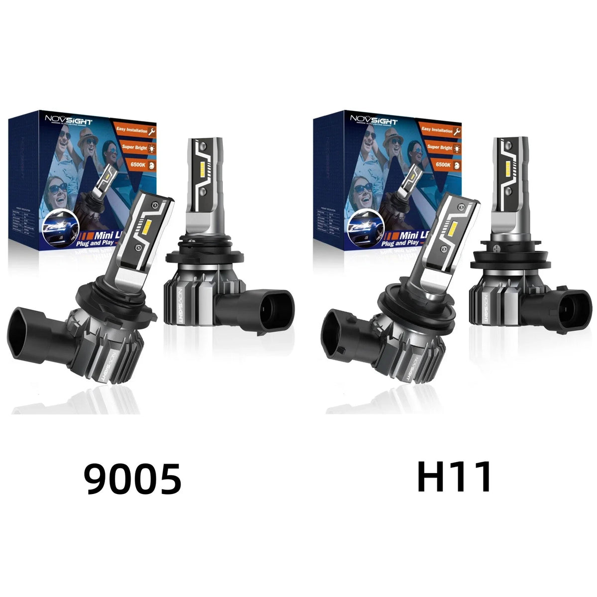 Pair of 9005 H11 LED Headlight Bulbs 10000LM 6500K White
