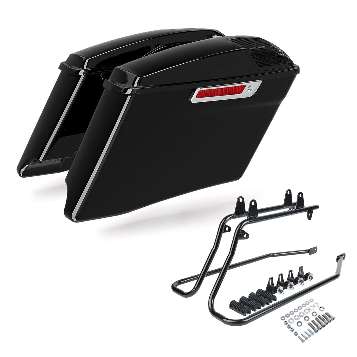 Hard Saddlebags 4" Stretched & Brackets for Harley Softail 1984-2017
