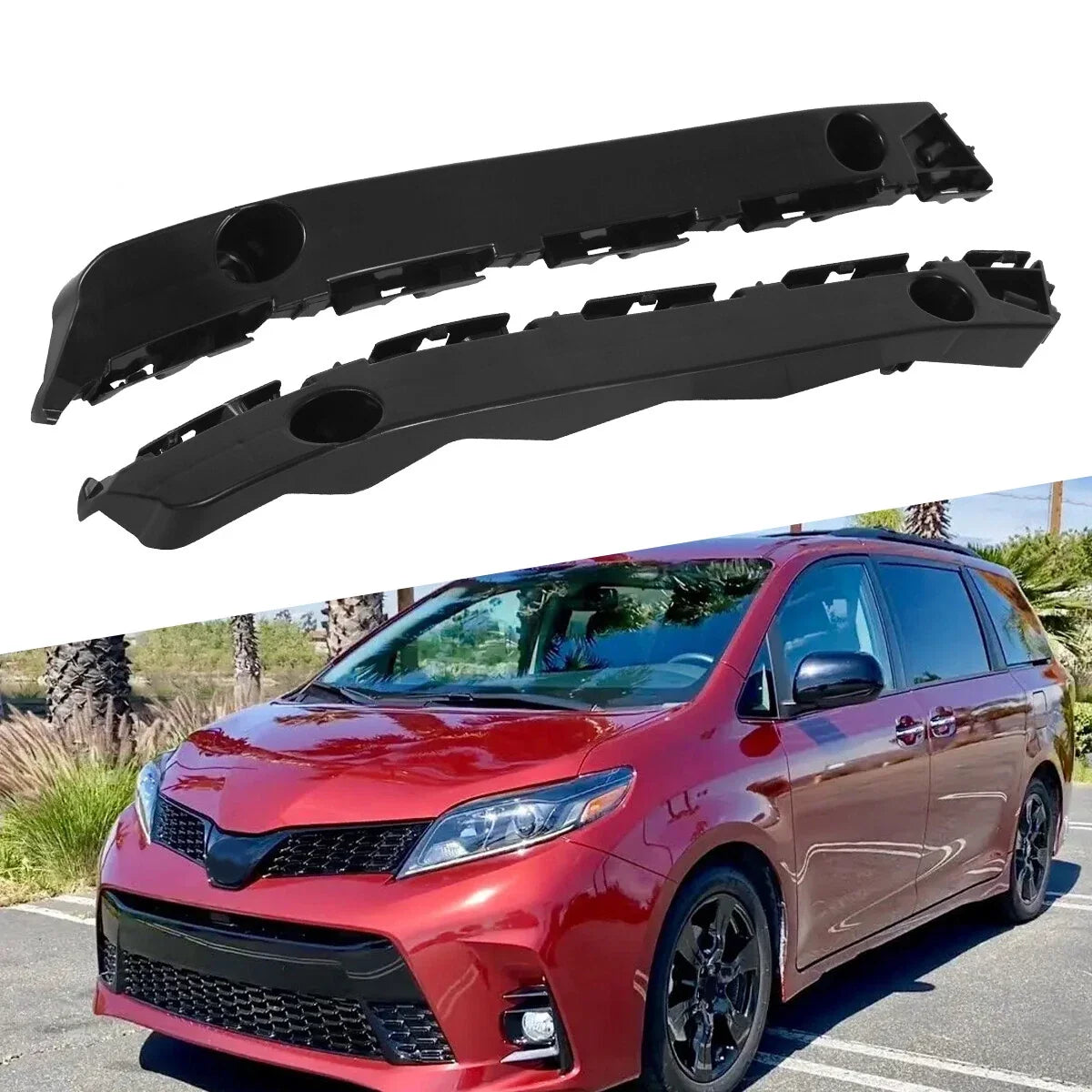 Set of 2 Front Bumper Cover Support Brackets for Toyota Sienna (2011–2020)