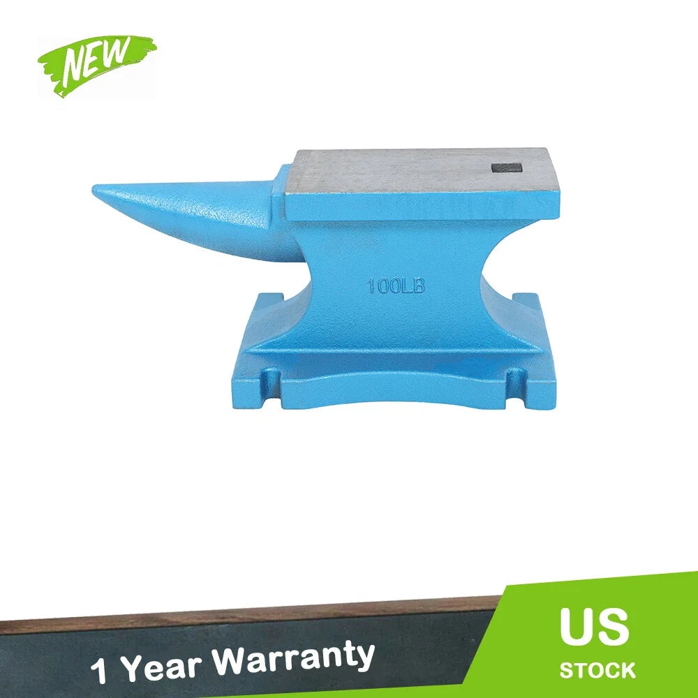 Heat Treated Cast-Iron Single Horn Anvil for Blacksmithing - 99 lbs