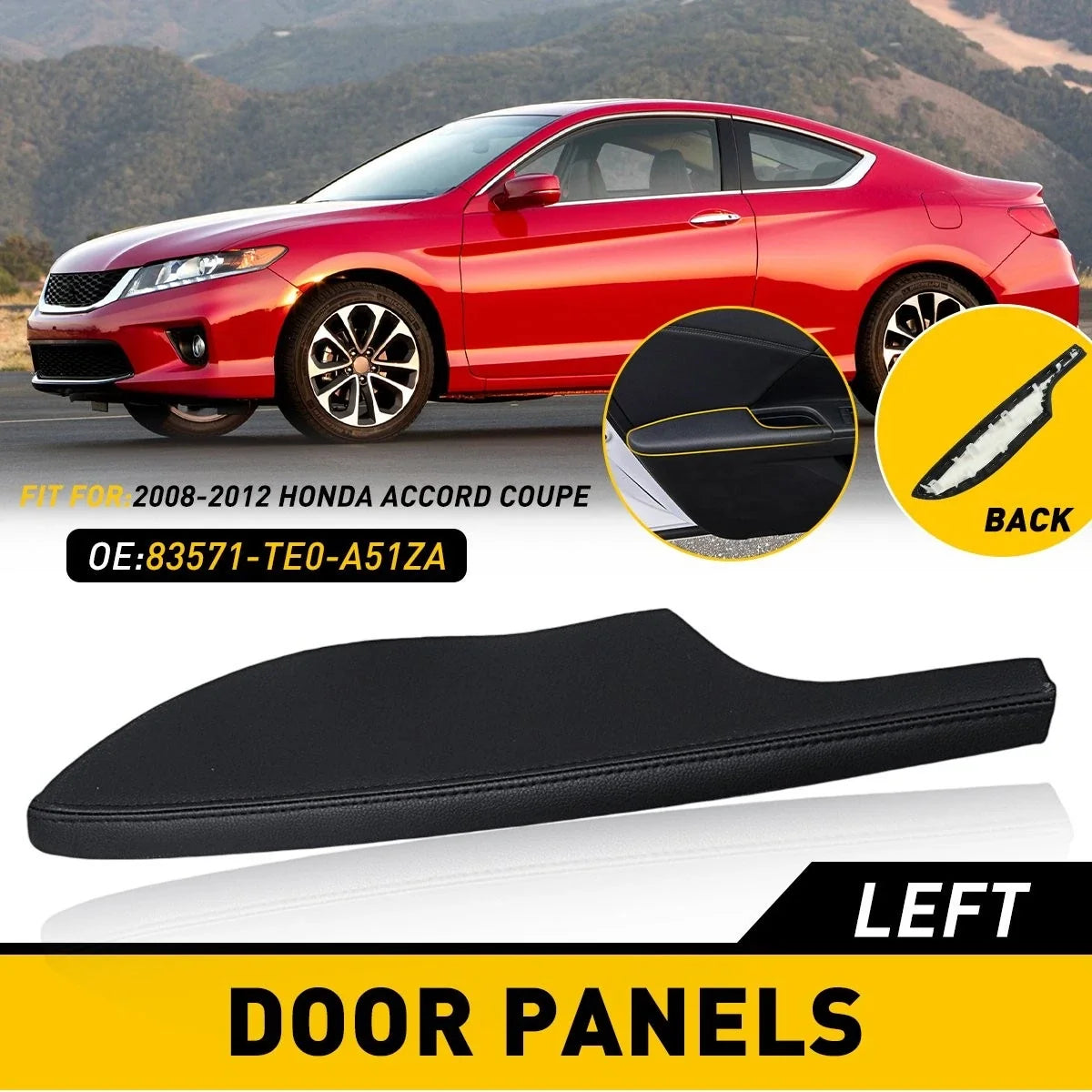 Door Panel Armrest Cover, Front Left for Honda Accord 2008-2012