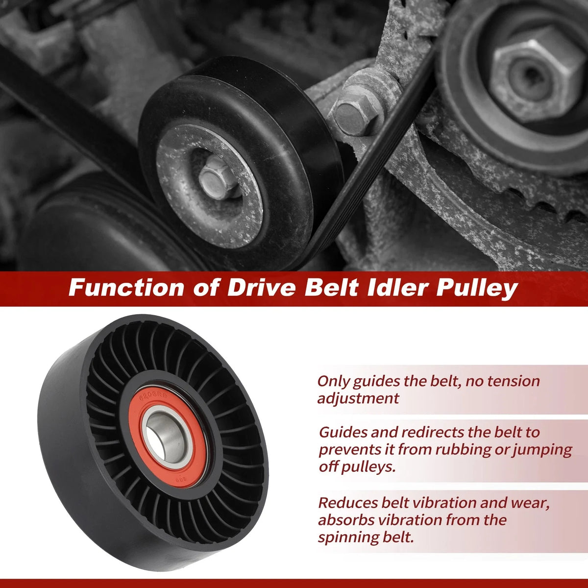 Drive Belt Idler Pulley for Chevy Equinox, GMC, Buick, Saab (24430296)