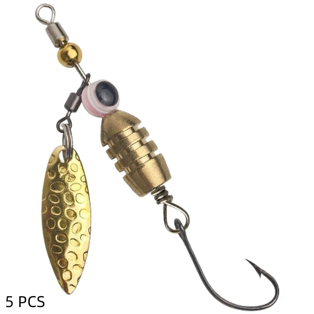5PCS Metal Fishing Spinner Bait Lure 3.5g 5g for Trout 360 Rotation