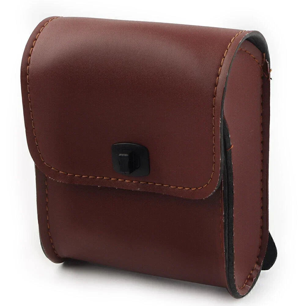 Universal Motorcycle Saddle Bag - Brown PU Leather Side Tool Holder