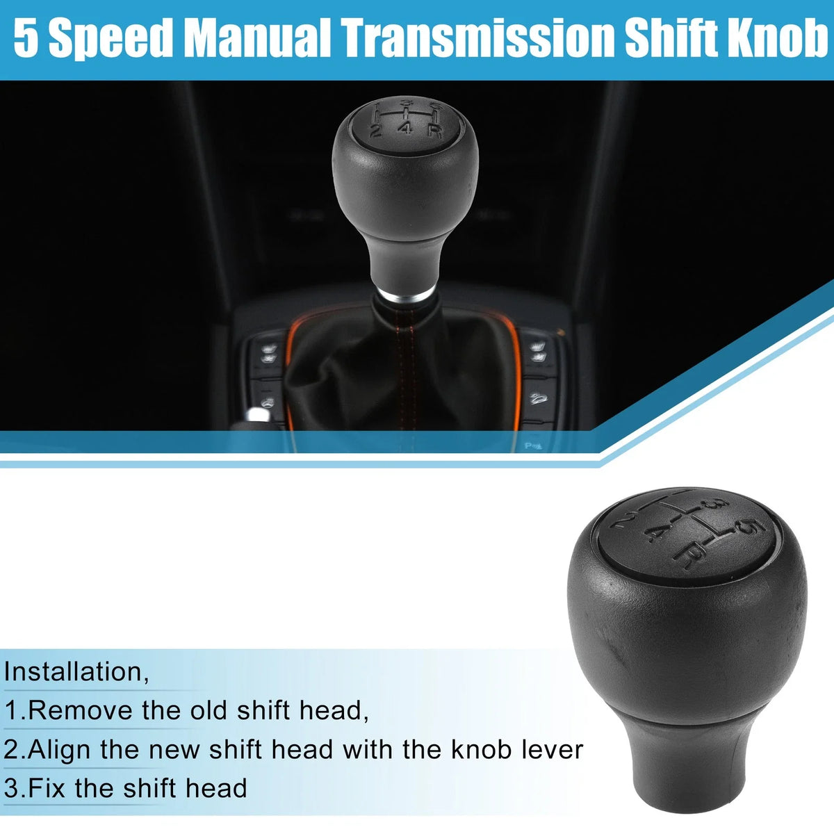 5 Speed Manual Transmission Shift Knob for Ranger (1988–2011) ABS Black