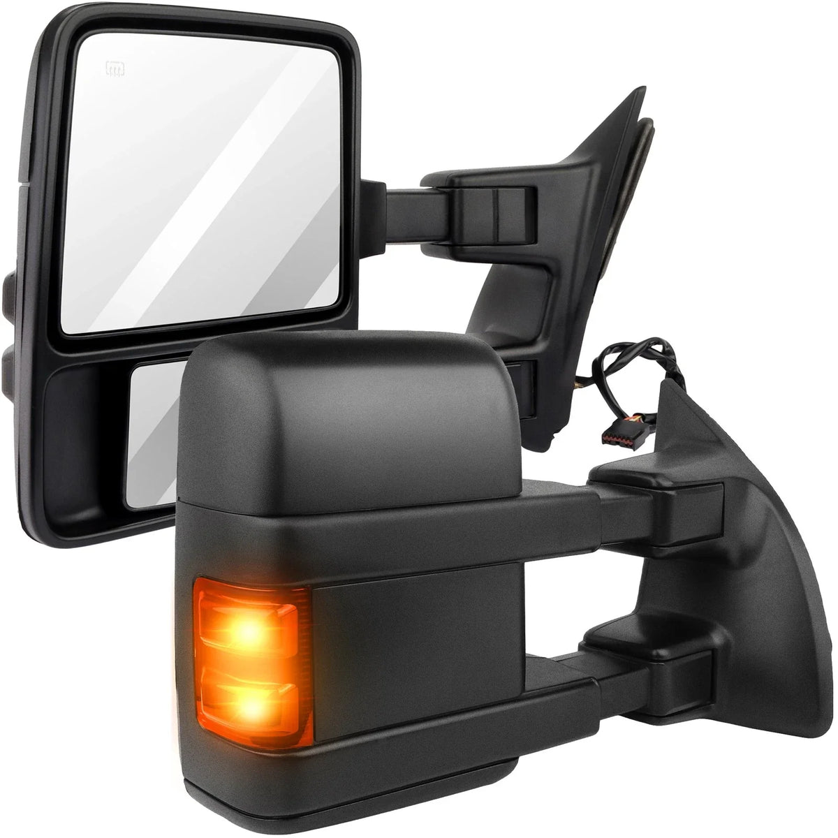 Power Heated Tow Mirror Pair for F250/F350/F450 1999-2007, Smoke Signal
