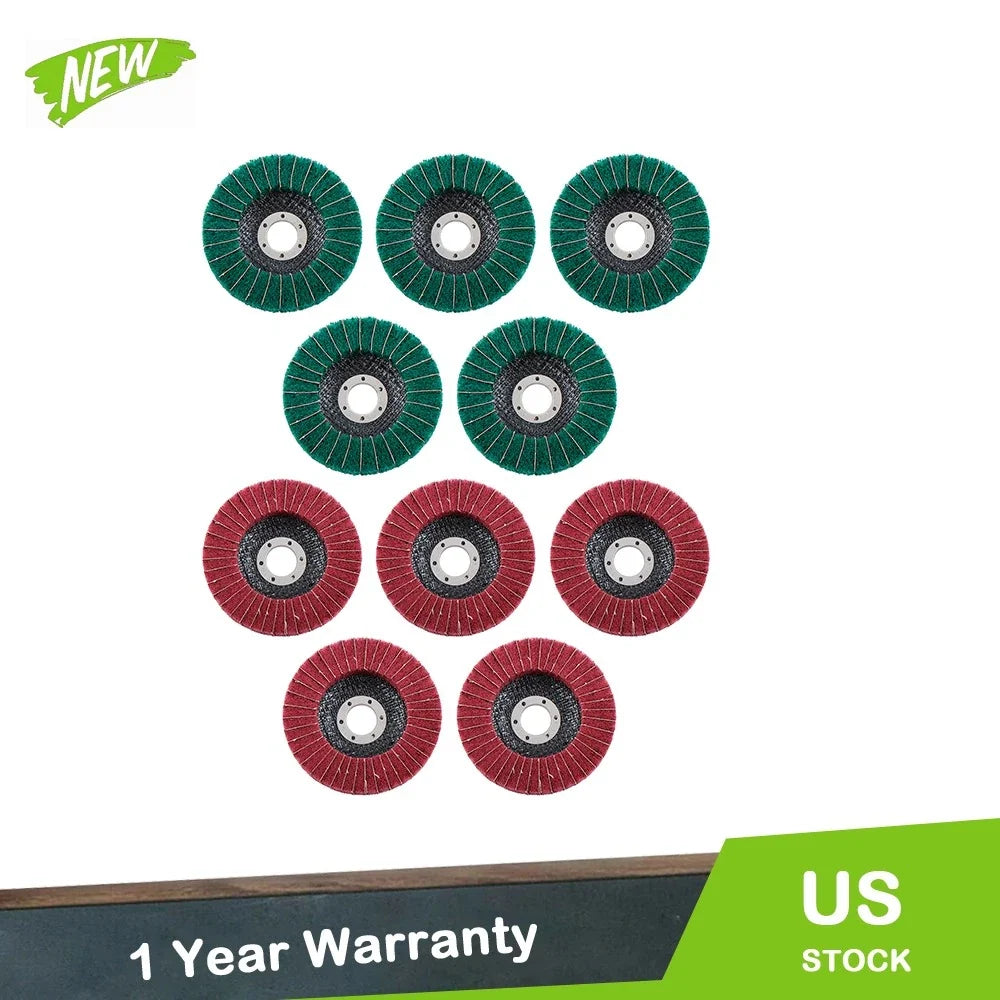 Set of 10 Flap Discs 120 & 240 Grit for Angle Grinder 4-1/2"