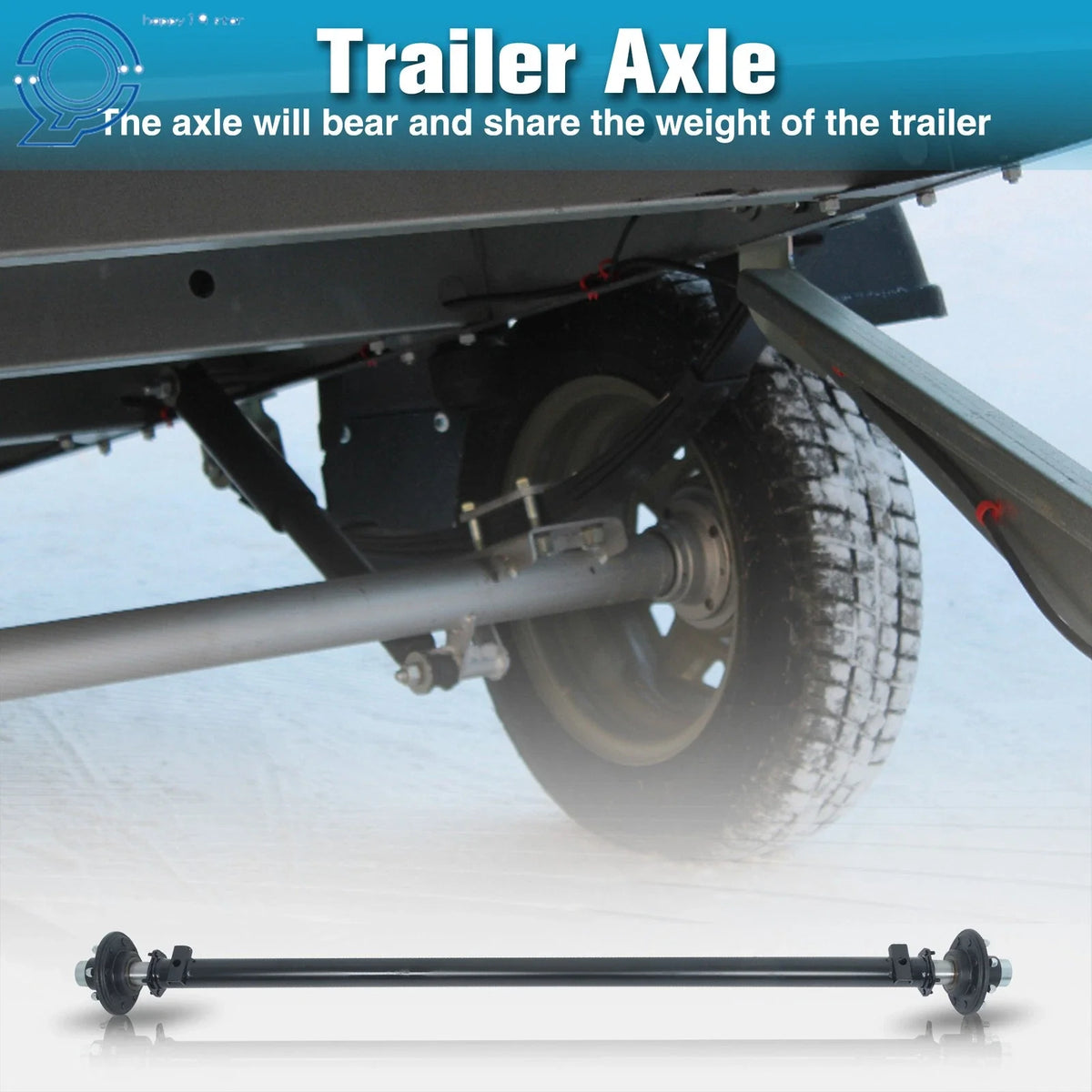 Trailer Axle Idler 8 Lug 7000 lb 95" Hubface 80" Spring Center