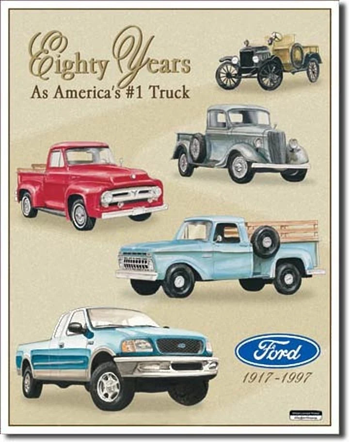 Vintage Replica Tin Metal Sign for Ford V8 Pickup Truck (1920–2000)