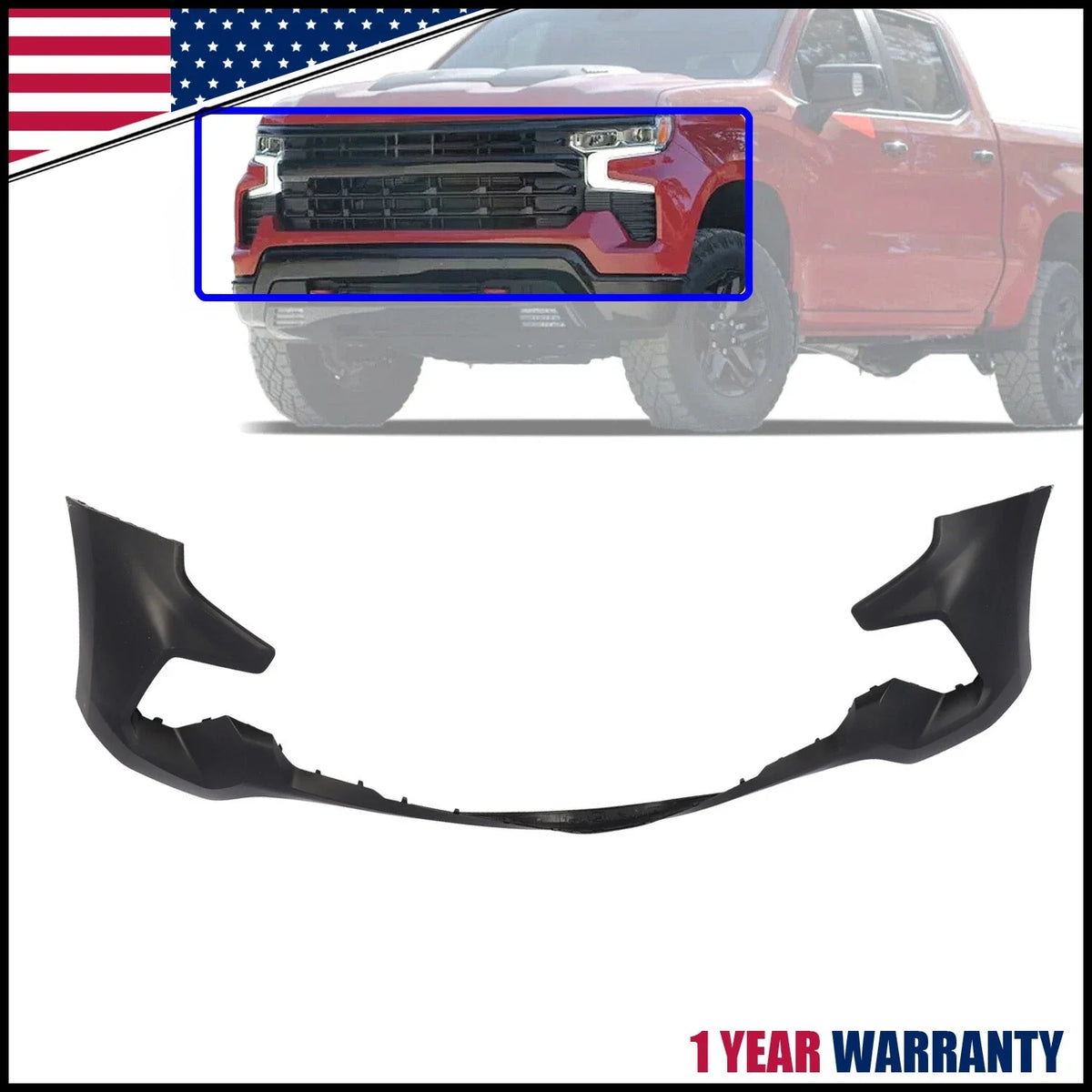 Upper Front Bumper Cover for Chevrolet Silverado 1500 (2022-2024)