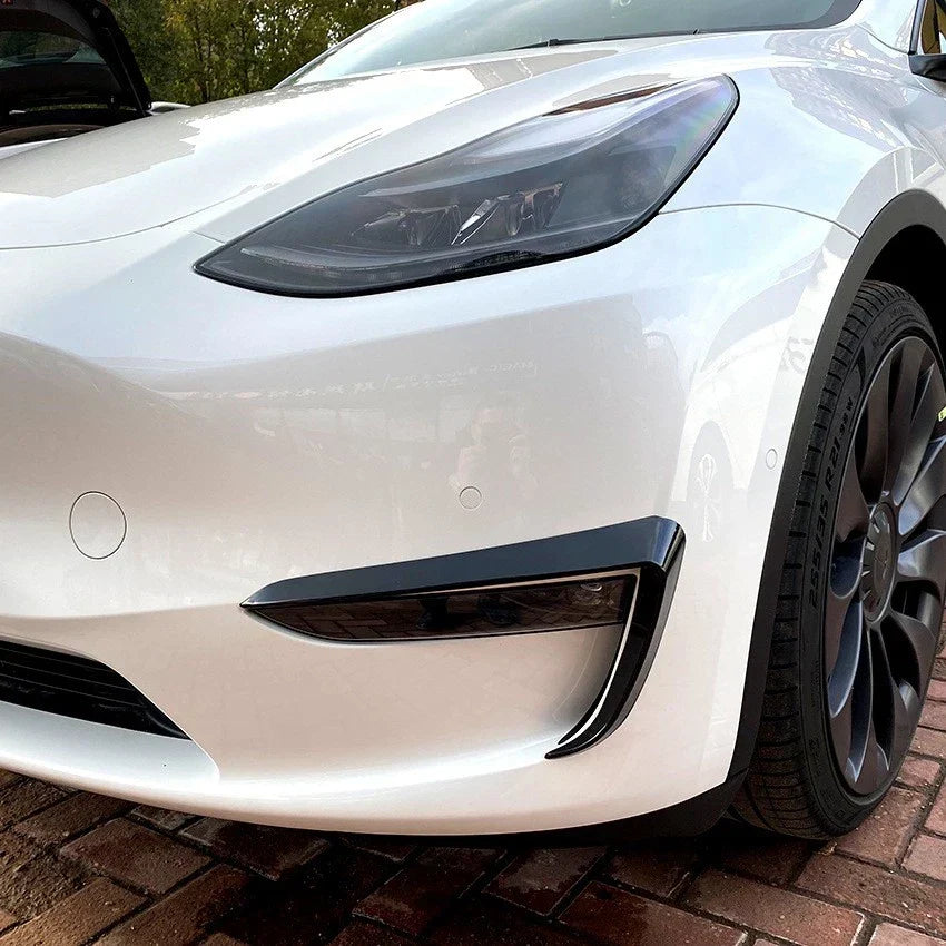 Glossy Black Front Side C Canards for Tesla Model Y (2020–2024)