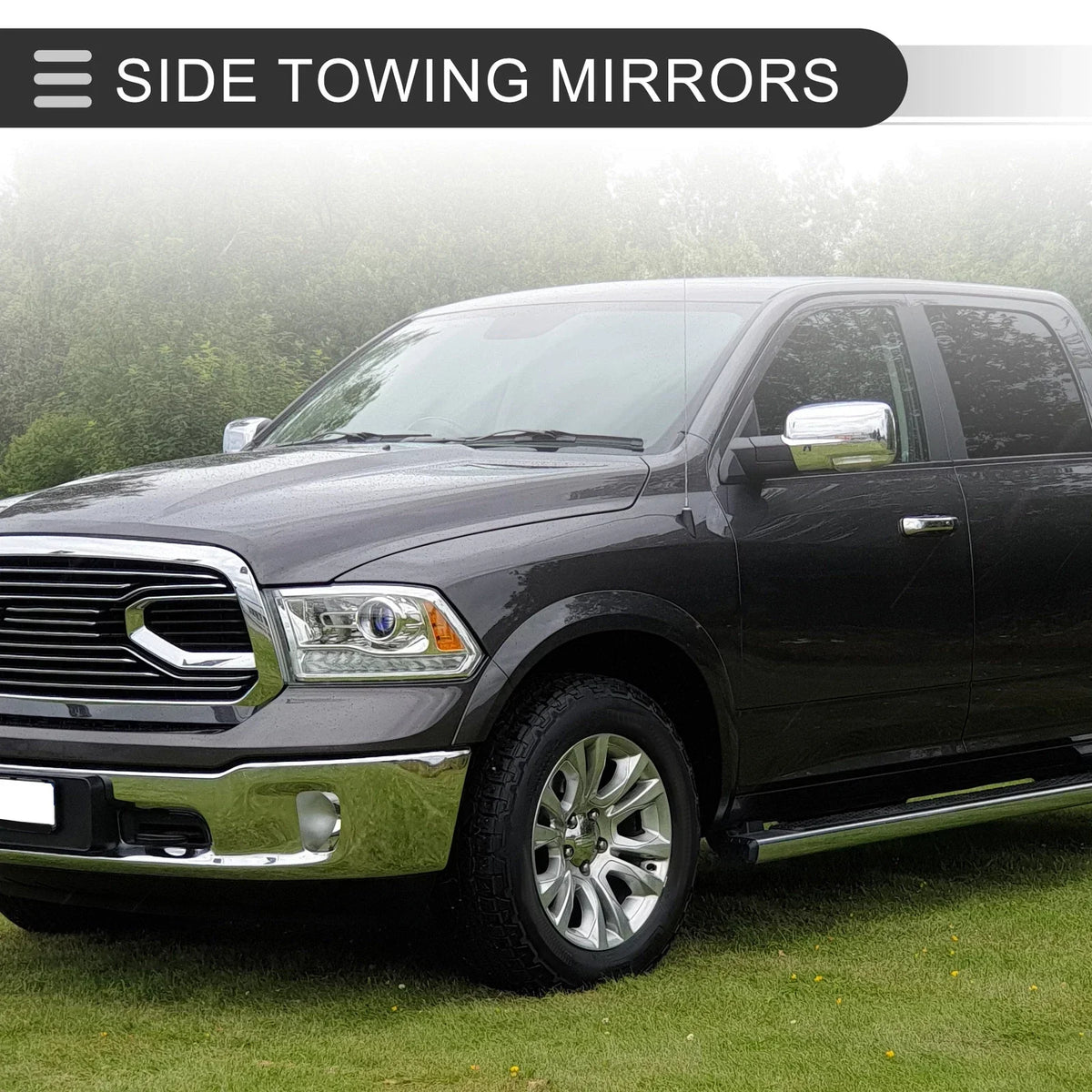 Tow Mirrors - Silver Tone with Turn Signal Light for 2009-2018 Dodge Ram 1500