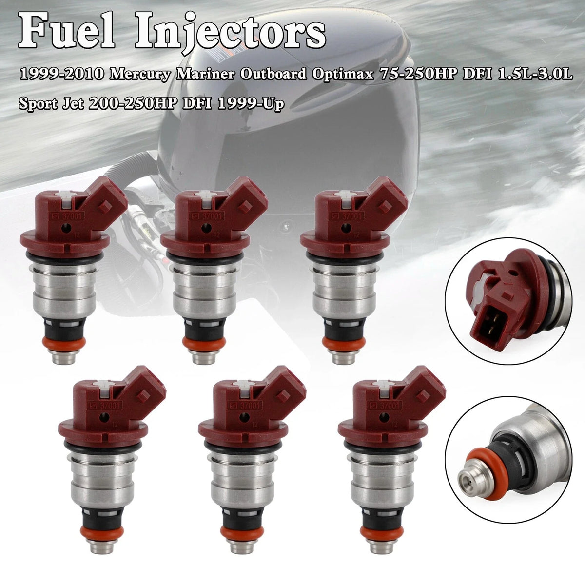 37001 Fuel Injectors (6PCS) for Mercury Outboard Mariner 75-225