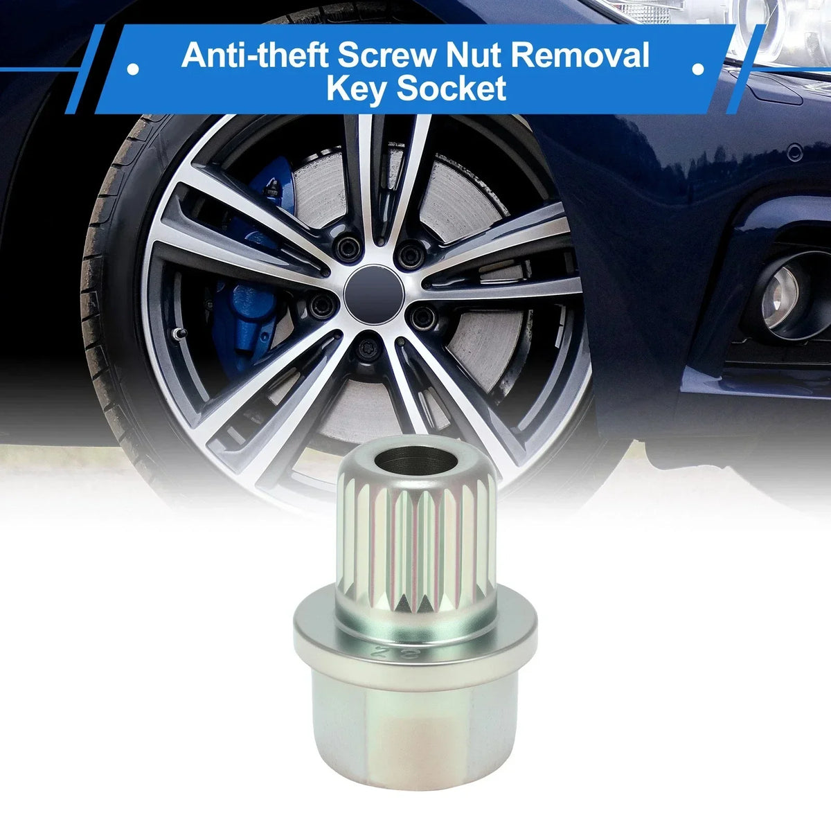 Wheel Lock Lug Nut with Anti Theft Key Socket Adapter for BMW