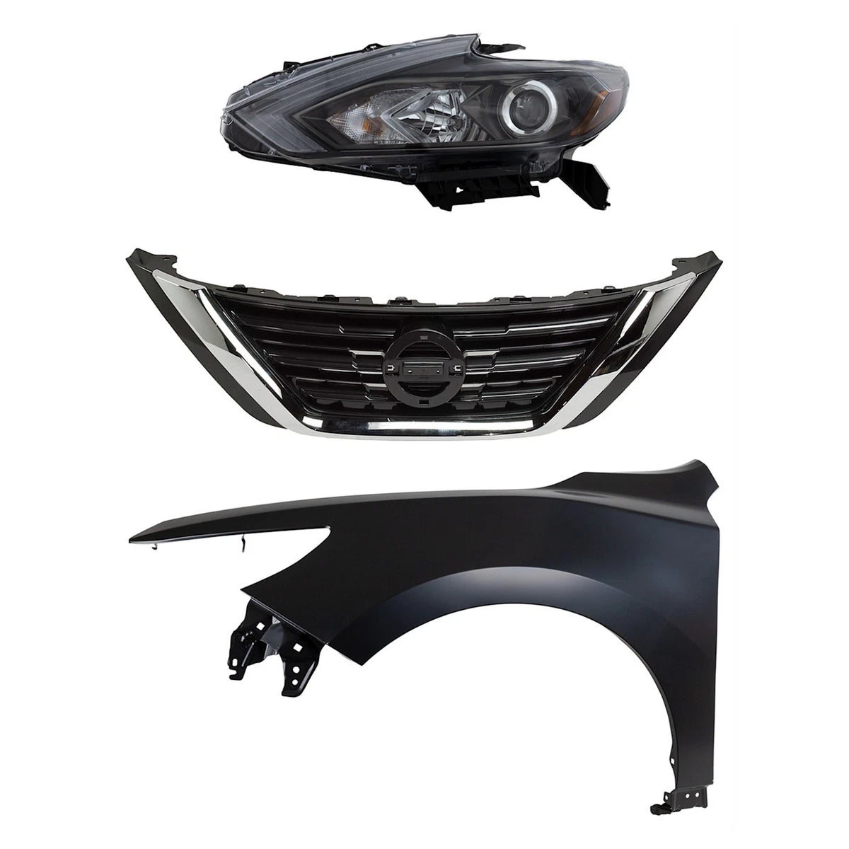 Headlight Kit for Nissan Altima (2016–2018) Driver Side Assy Halogen Smoked