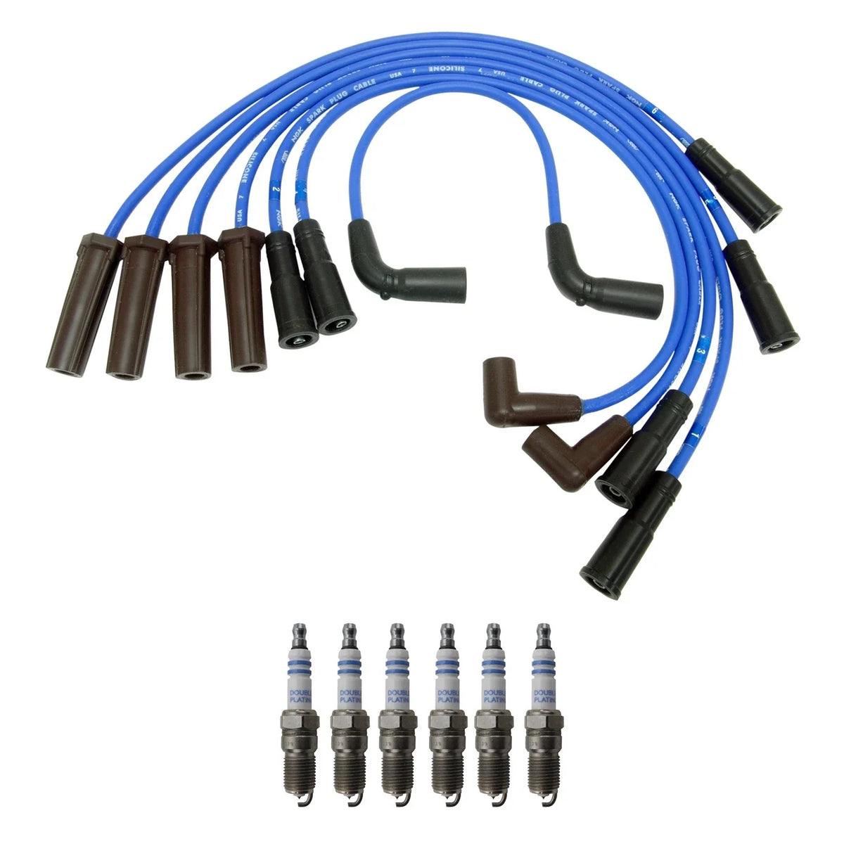 NGK Wire Set & Bosch 6 Double Platinum Spark Plugs for Silverado 1500 (1999–2006)