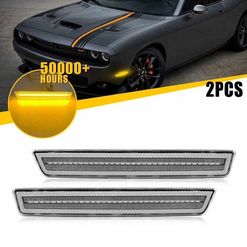 Clear Lens LED Front Side Marker Lights for Dodge Challenger (2015–2023)