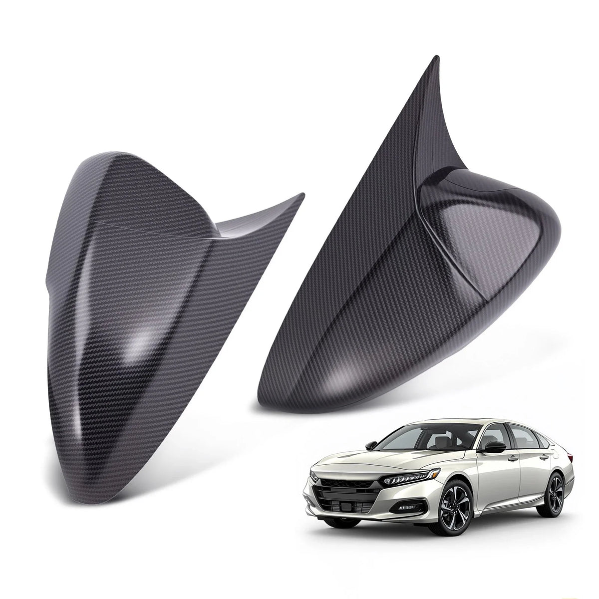 Black ABS Carbon Fiber Side Mirror Covers for 2018-2022 Honda Accord