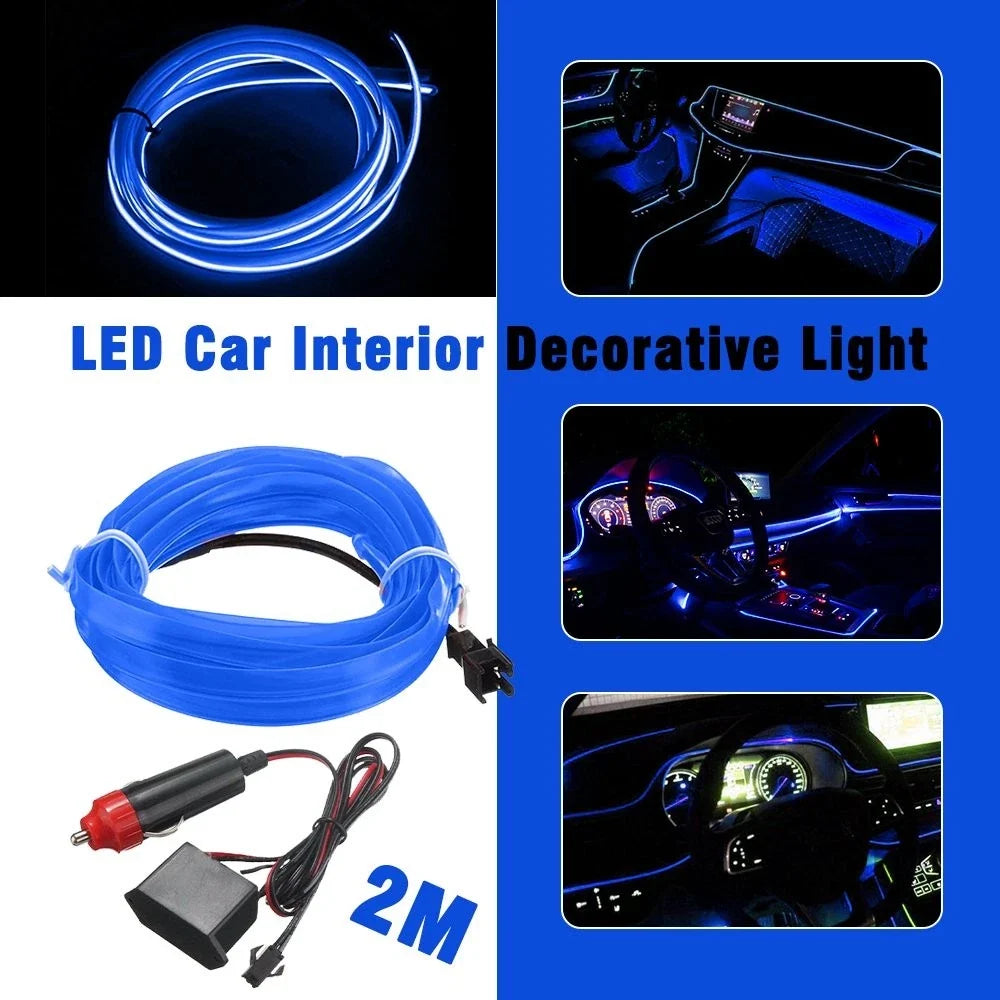 Interior Atmosphere Strip Light 2m Blue LED for Universal Vehicles