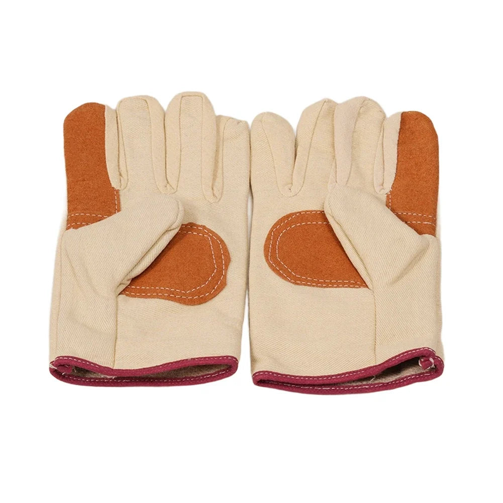 Beige Canvas Work Gloves for Welding and Fabrication (Universal Fit)