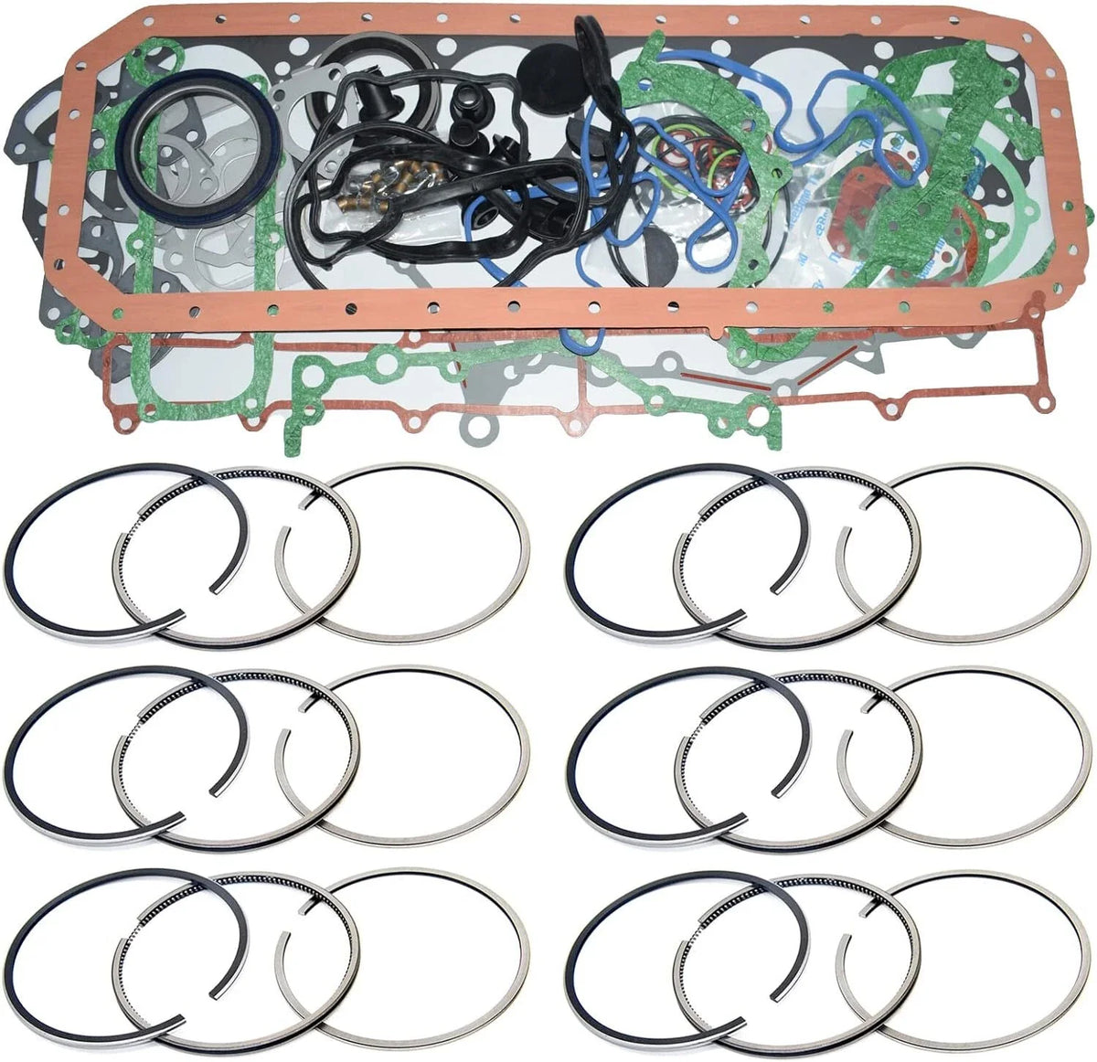 Full Gasket Kit + 6X Piston Rings for Komatsu Excavator (S6D140)