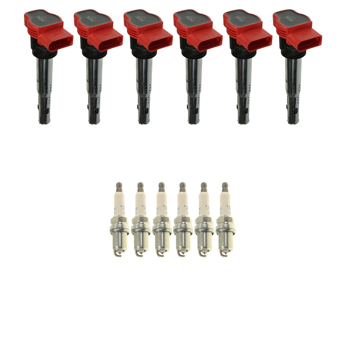 Set of 6 NGK Ignition Coils & Platinum Spark Plugs for Audi A6 A7 A8 Q5 S5 (2012–2018)