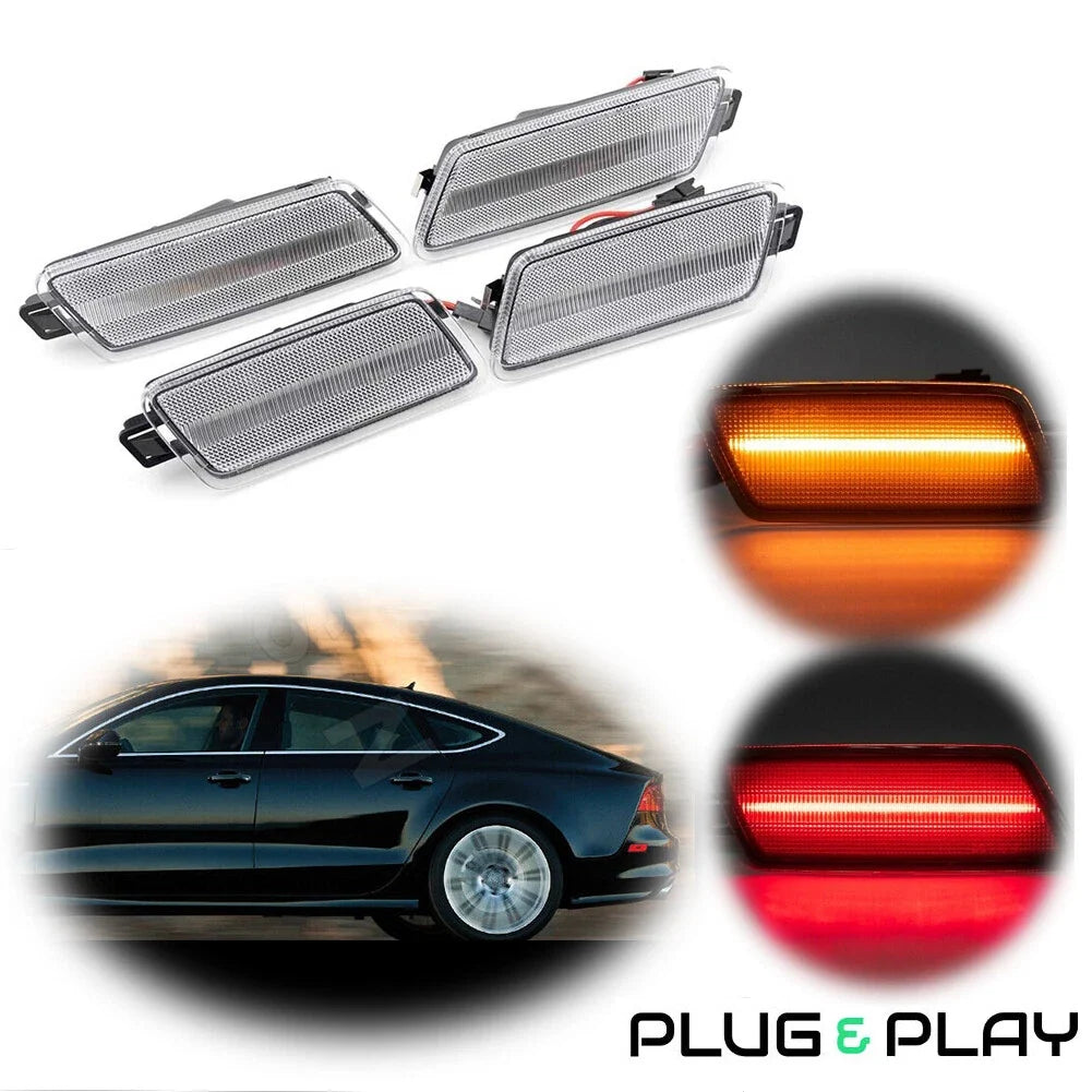 Clear Front Rear Side Marker Lights for Audi A7 S7 RS7 Quattro (2012–2018)