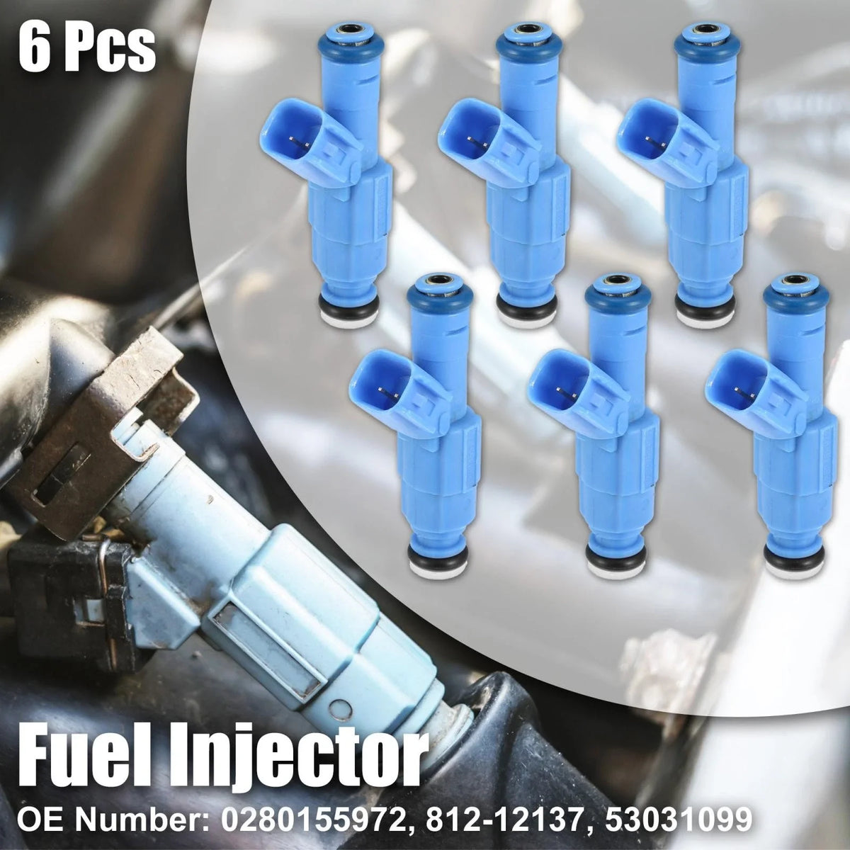 Set of 6 Fuel Injectors 0280155972 53031099 for Dodge Ram 1500 (2002–2003)