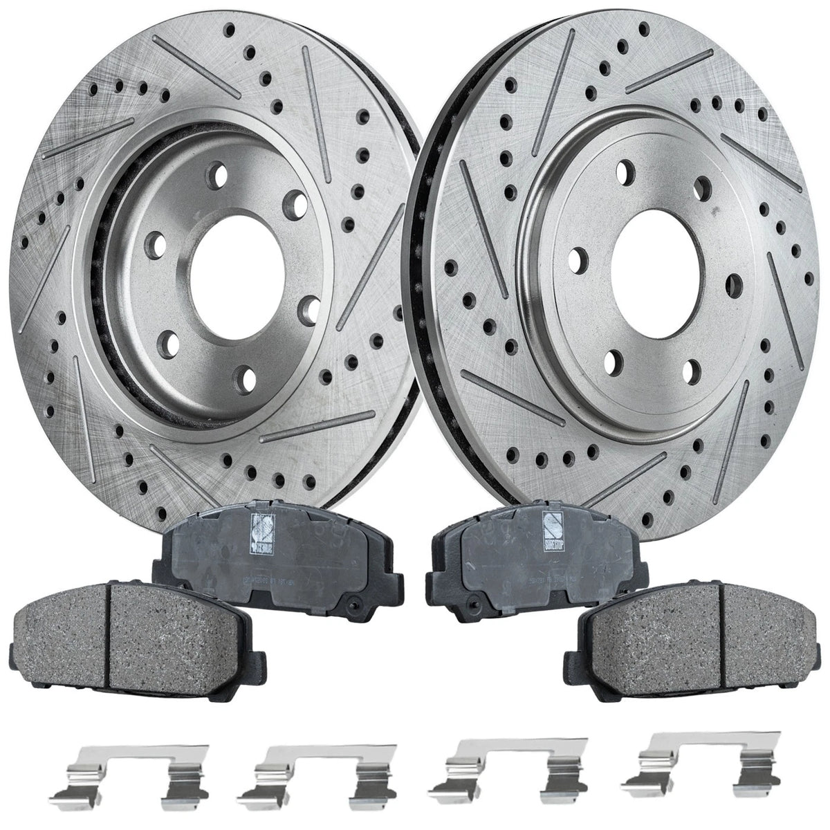 Disc Brake & Pad Kit for Suzuki Equator (2009–2012) Front Left Right Cross-drilled