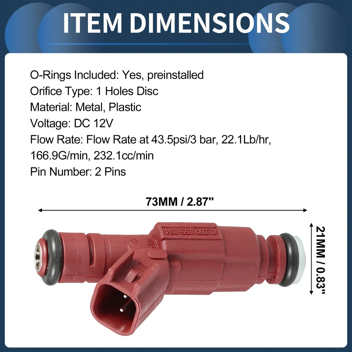 8 x Red Fuel Injectors for Dodge Ram 2500 5.9L (2001-2002)