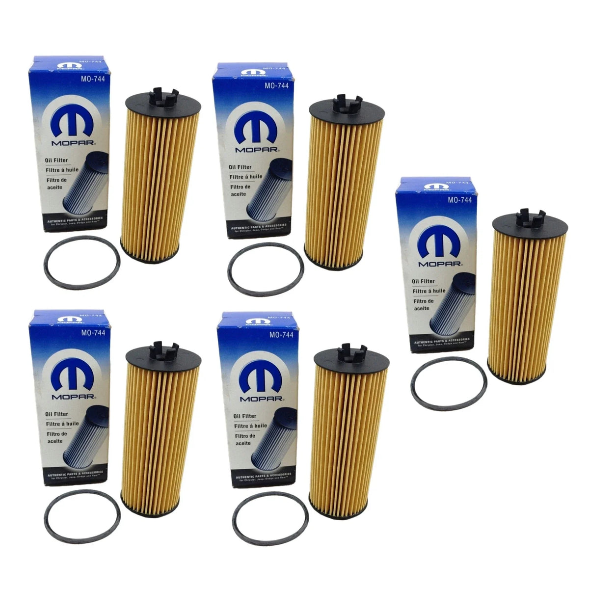 Set of 5 Engine Oil Filters for Chrysler Dodge Jeep Ram 3.6L V6 (2011–2023)