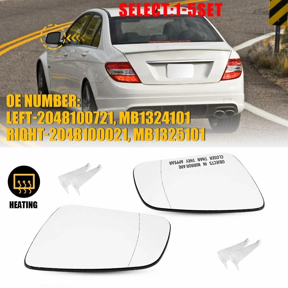 Heated Mirror Glass Set of 2 for Mercedes C Class C230 C250 (2008–2011)
