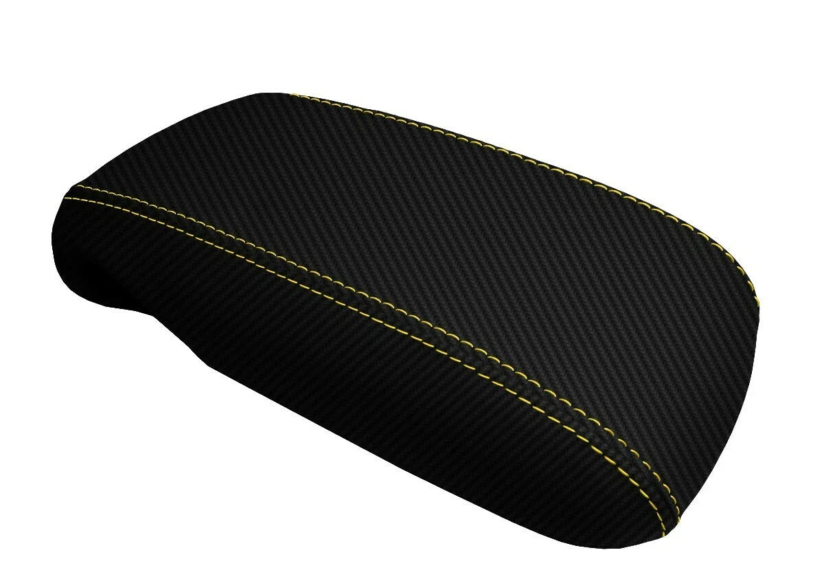Carbon Fiber Console Lid Cover for Chevrolet Camaro (1997–2002) Yellow Stitch