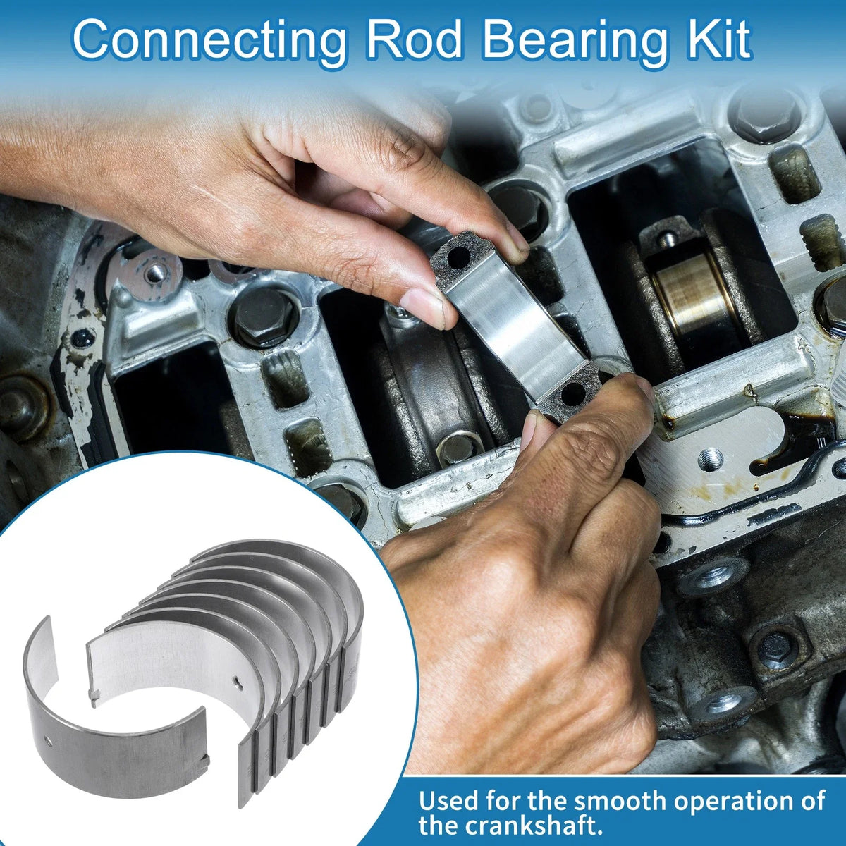 Set of 8 Connecting Rod Bearings for Toyota Dyna (1972–1984) No.1304156010