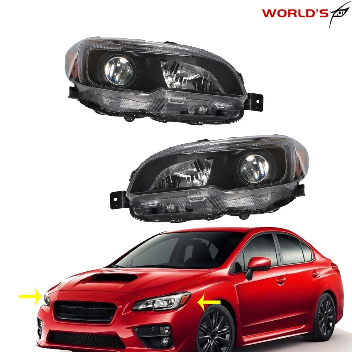 Set of 2 Halogen Headlights for Subaru WRX (2015–2021) Black