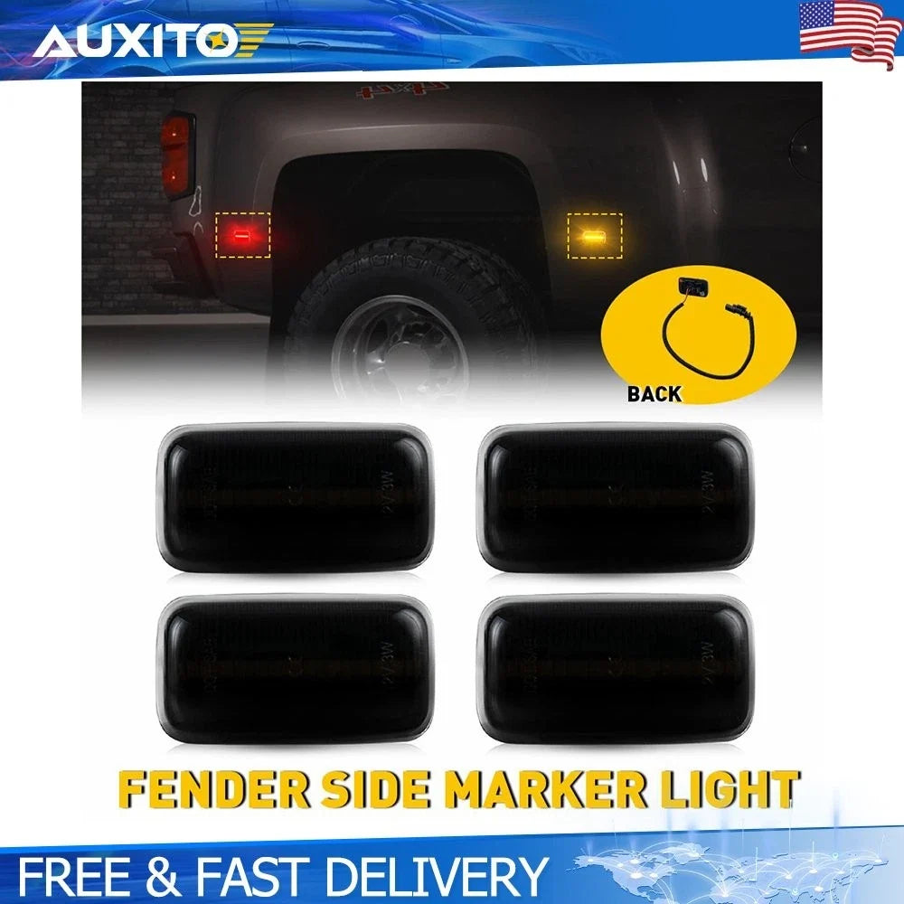 4X LED Side Marker Lights for Chevy Silverado 2500HD 3500HD (2015–2023)