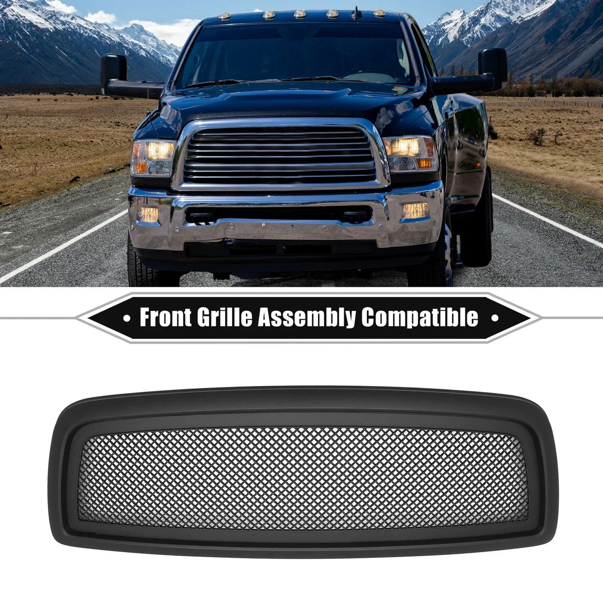 2009-2010 Dodge Ram 1500 Front Grille Assembly - Matte Black Finish