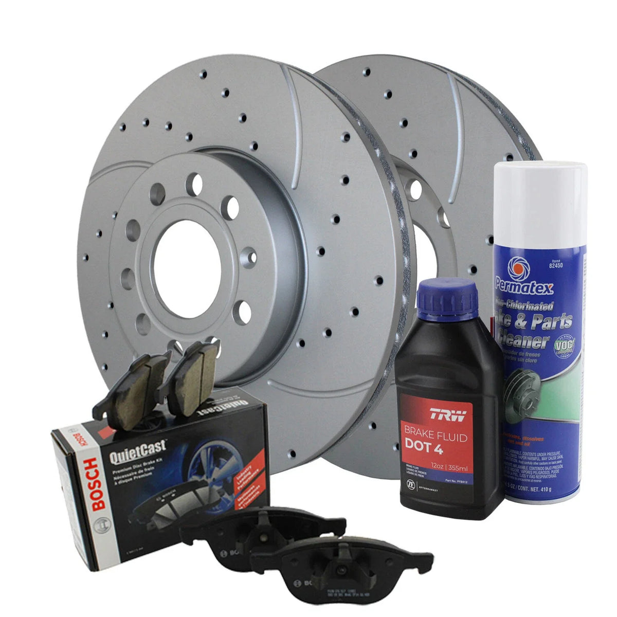 Drilled Disc Rotors & Bosch Ceramic Pads Front Brake Kit 288mm