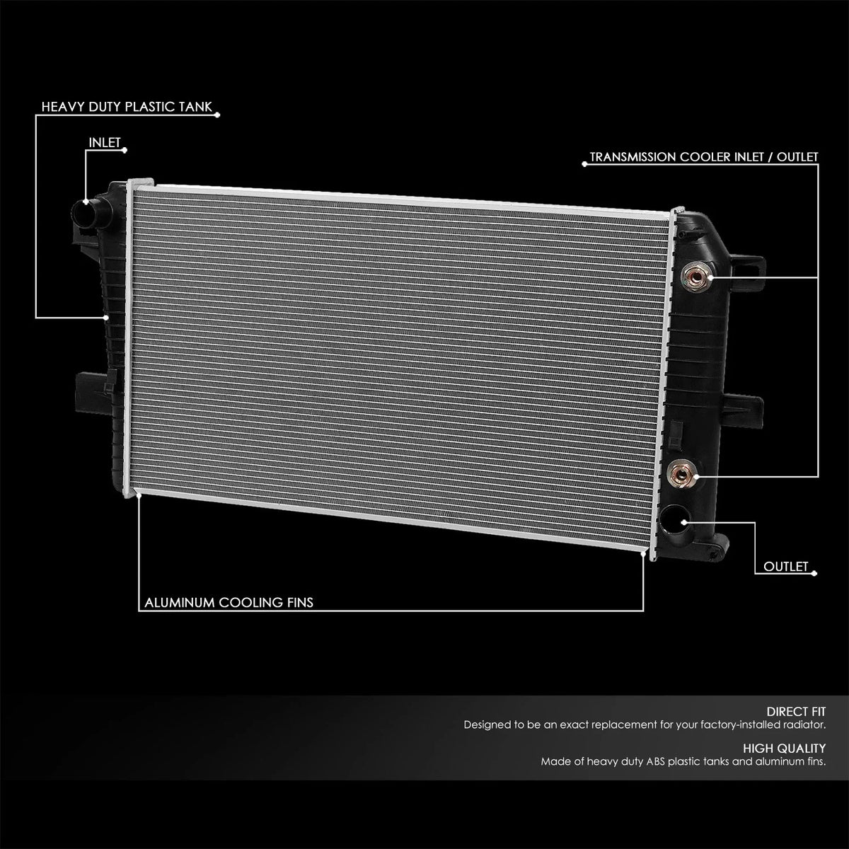 Turbo Aluminum Core Radiator DPI 2510 for Silverado Sierra 2500 3500 (2001–2005)