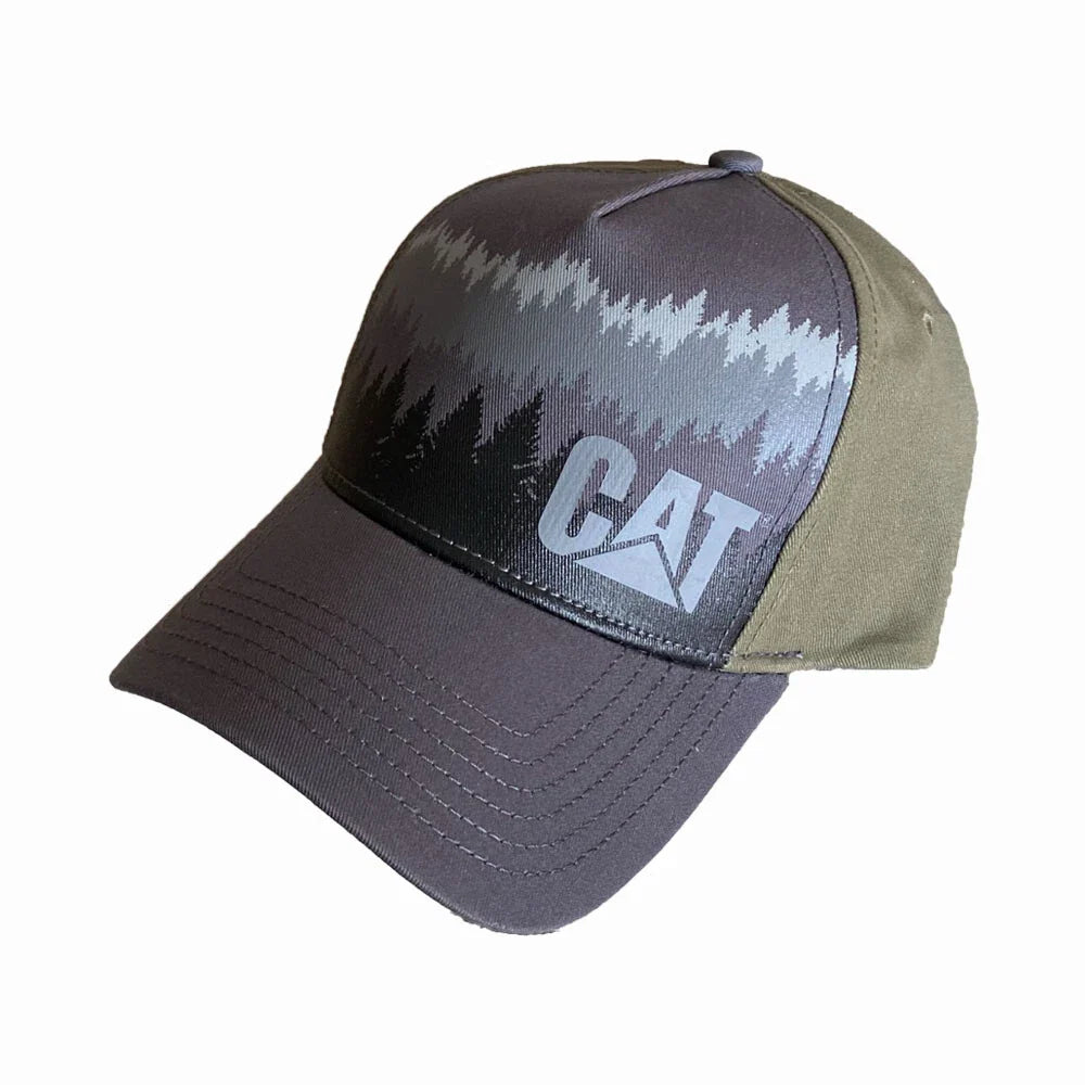 Caterpillar Structured Grey CAT Forrest Logger Hat with Olive Twill