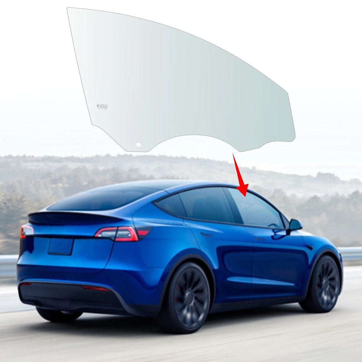 Passenger Side Front Door Window Glass for Tesla Model Y (2020–2025)