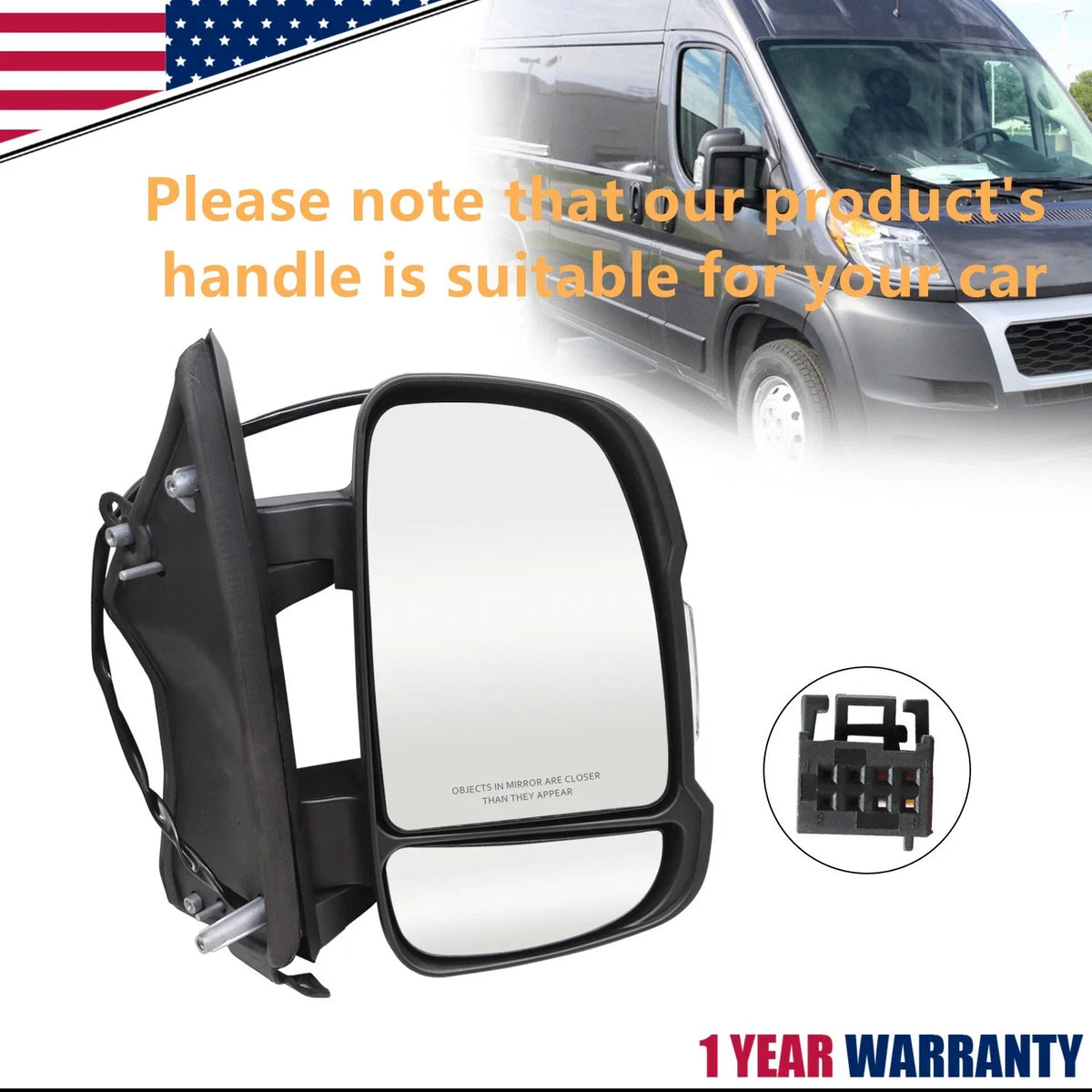 Right Heated Mirror for RAM Promaster 1500 2500 3500 (2010–2024)
