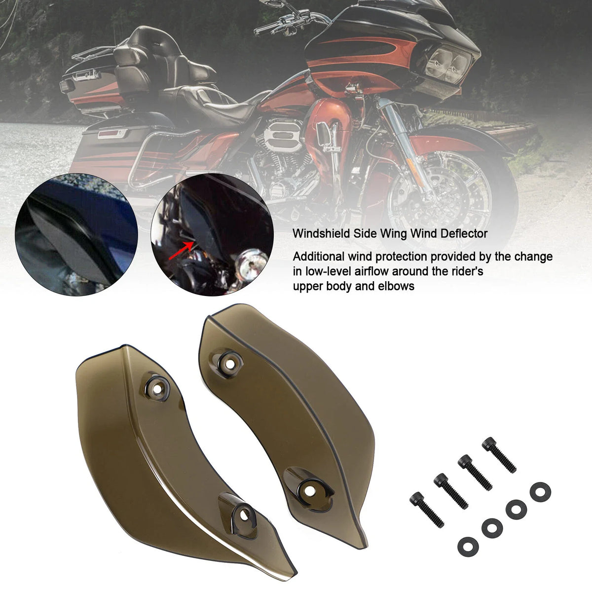 Side Wing Fairing Windshield Deflector for Harley Touring 2015-2021