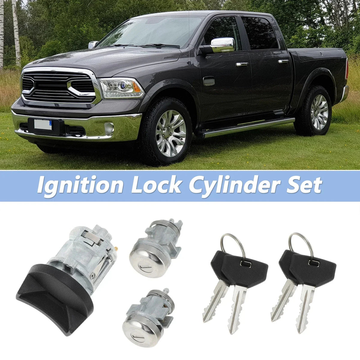 Ignition Lock Cylinder and Door Lock Set for Ram 1500 250 2002-2008