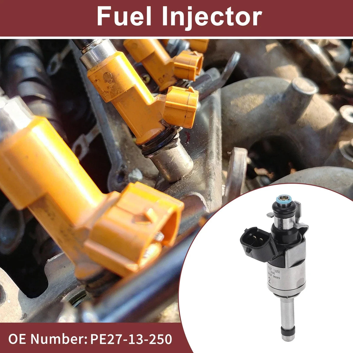 Fuel Injector No.PE27-13-250 for Mazda CX-3 (2019–2020) 1 Pc Black