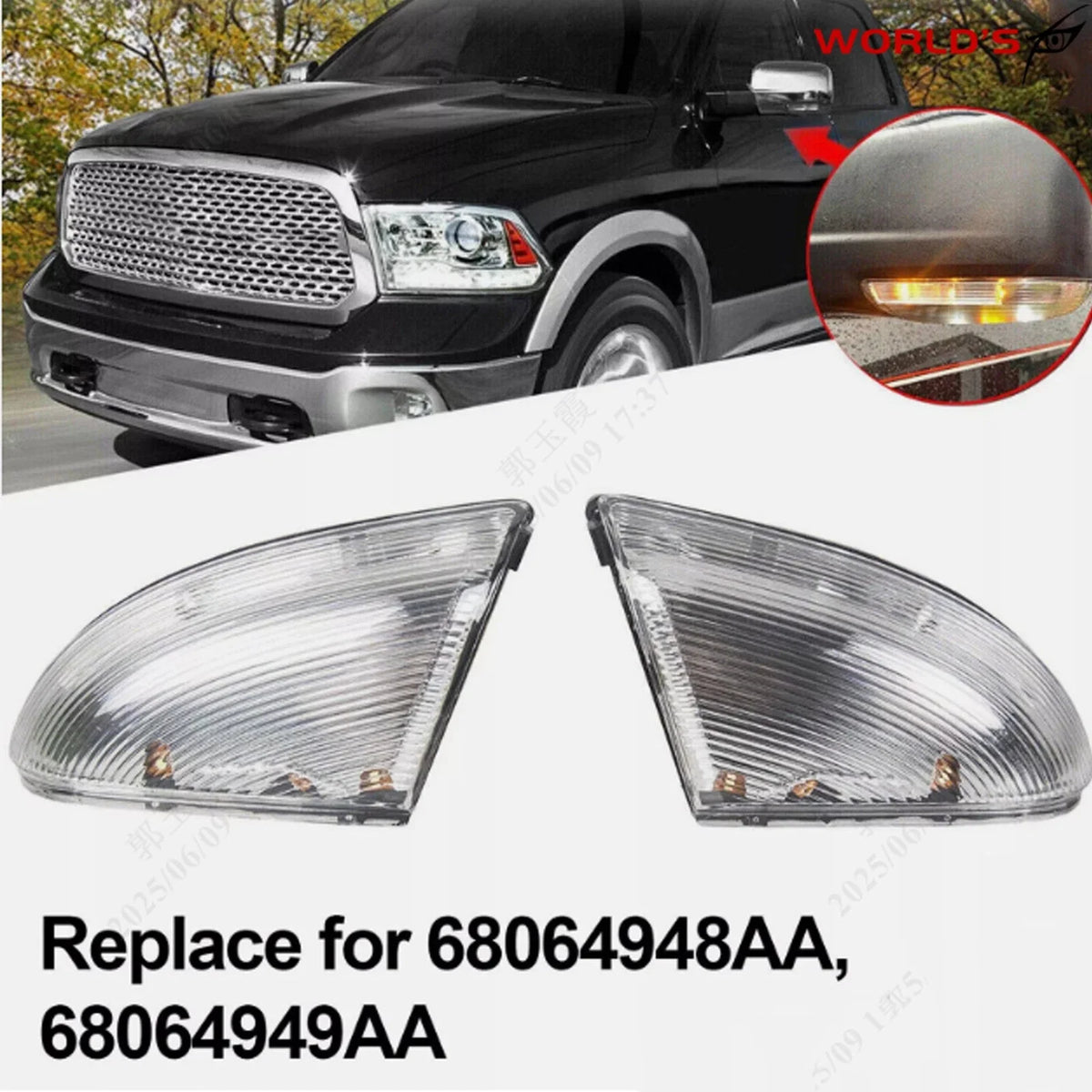 LED Side Mirror Turn Signal Light Puddle Lamps for Dodge RAM 1500 2500 3500