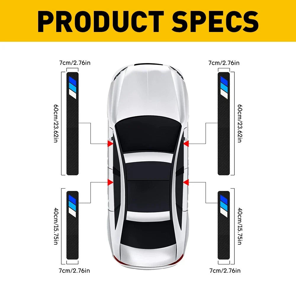 4X Door Sill Protector Plate Cover for Toyota (Tri-Color, Blue)