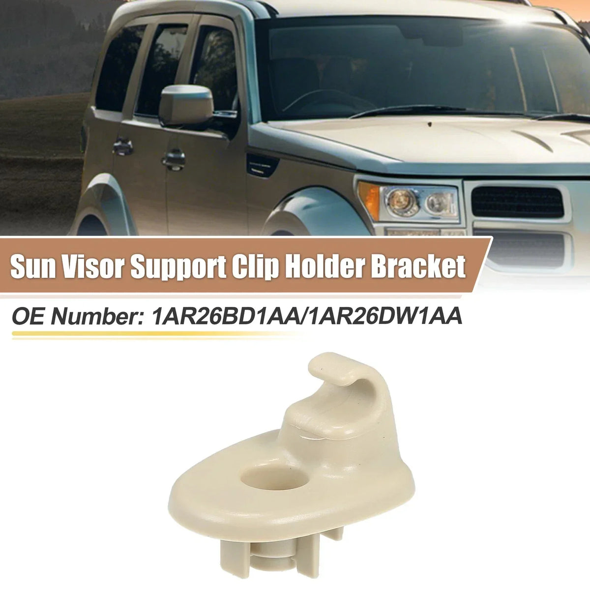 Sun Visor Support Clip Set (2) in Beige for Jeep (1AR26DW1AA, No.1AR26BD1AA)